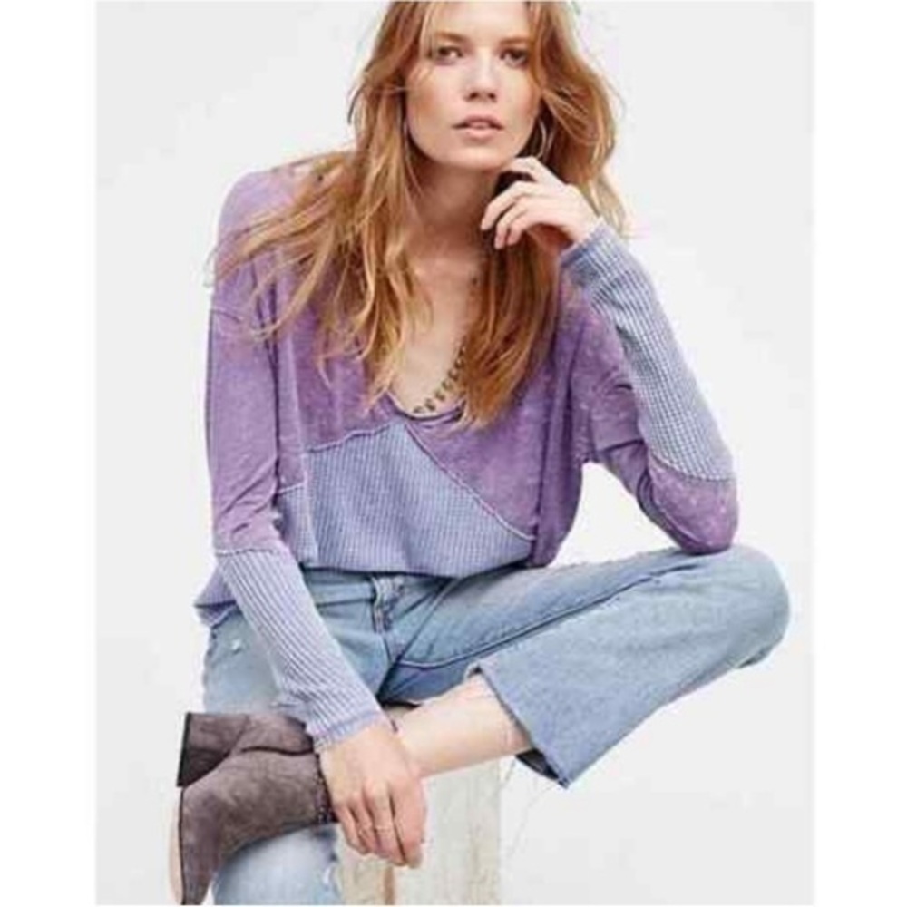 Free People We The Free People Crossfire Purple Thermal & Burnout Lightweight